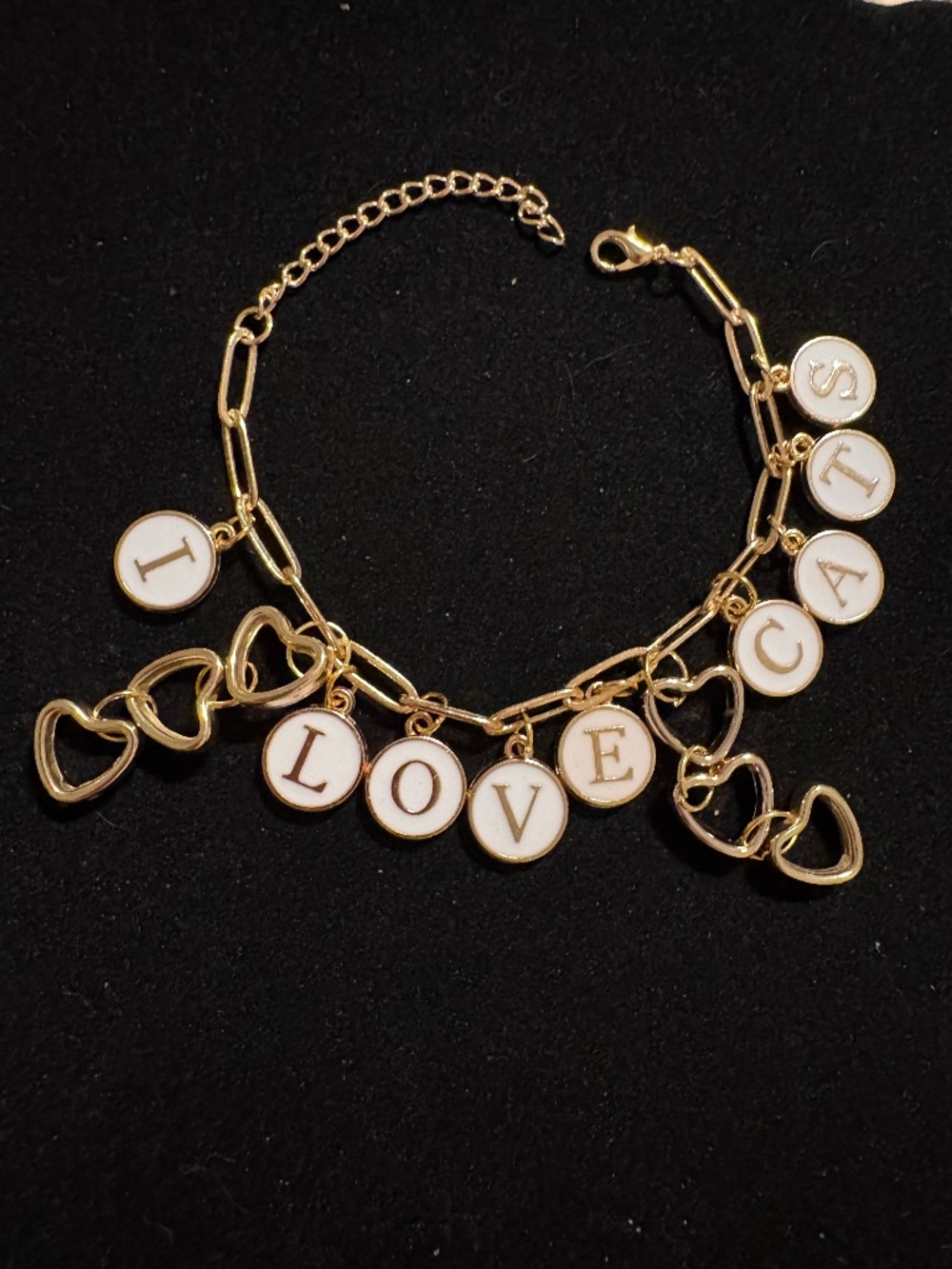 I Love Cats Statement Heart Charm Bracelet Cat Mom Gift - Parky’s Place